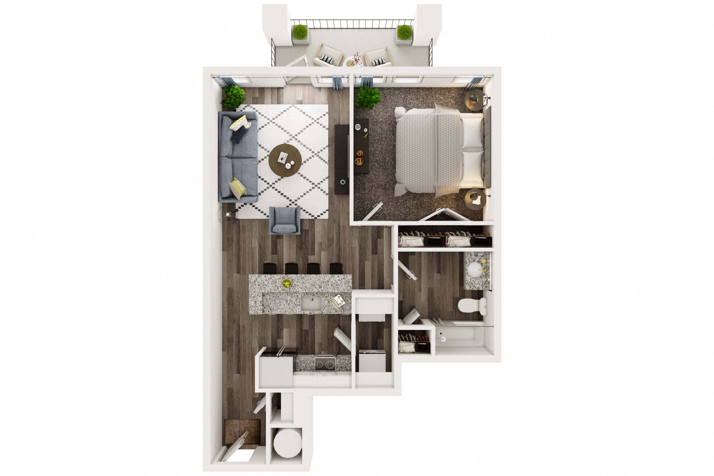 One Bedroom E Unit